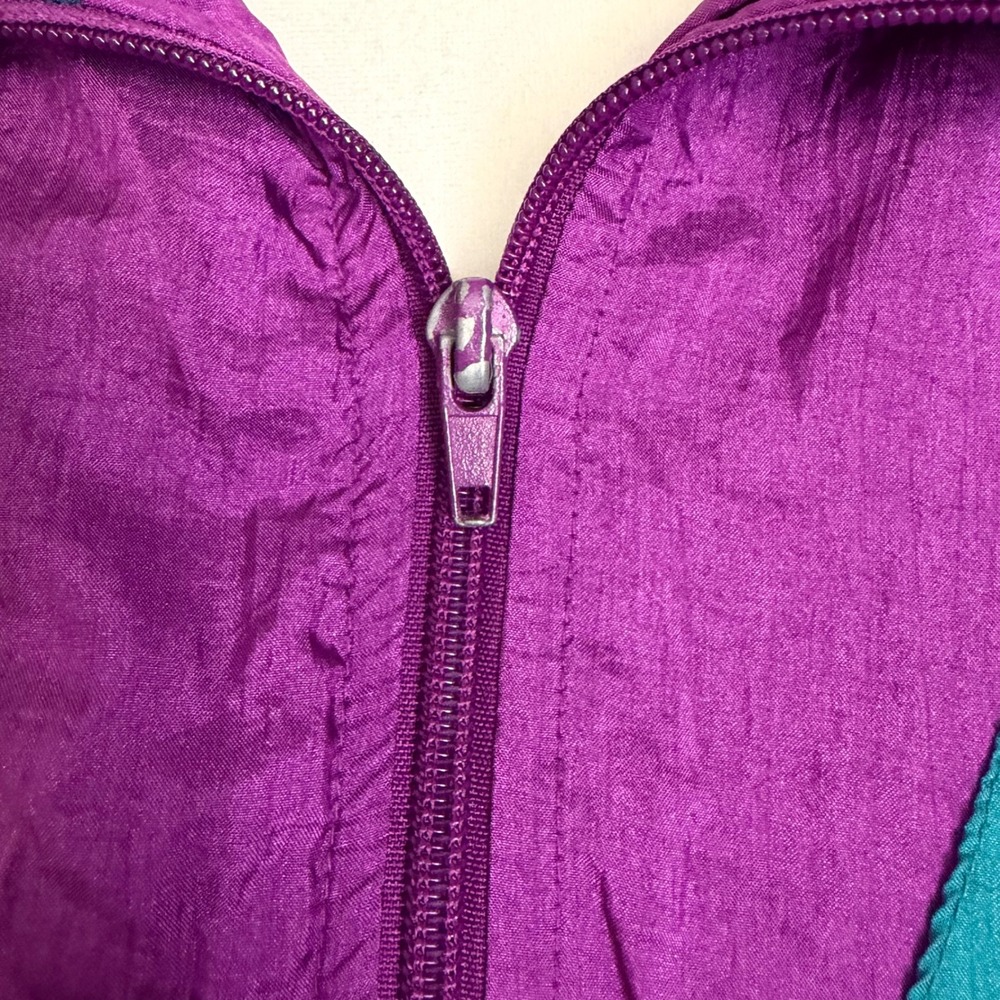 Vintage Bocoo Windbreaker Jacket Purple Teal Colorblock Chevron Retro 90s XL - Picture 3 of 5